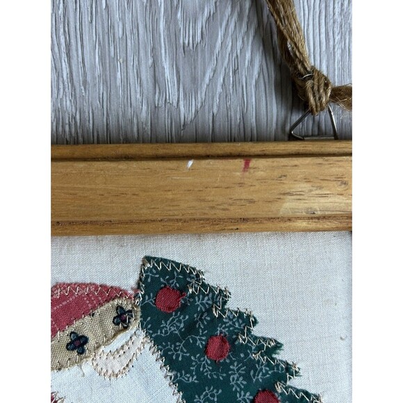 Country Cottagecore Santa Claus Christmas Wall Art Folk Art Decor Fabric Buttons - Picture 4 of 8